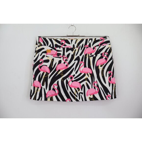 Loudmouth Golf Womens Skort Skirt Size 10 Flamingo Zebra Tropical Pickleball - Picture 4 of 10
